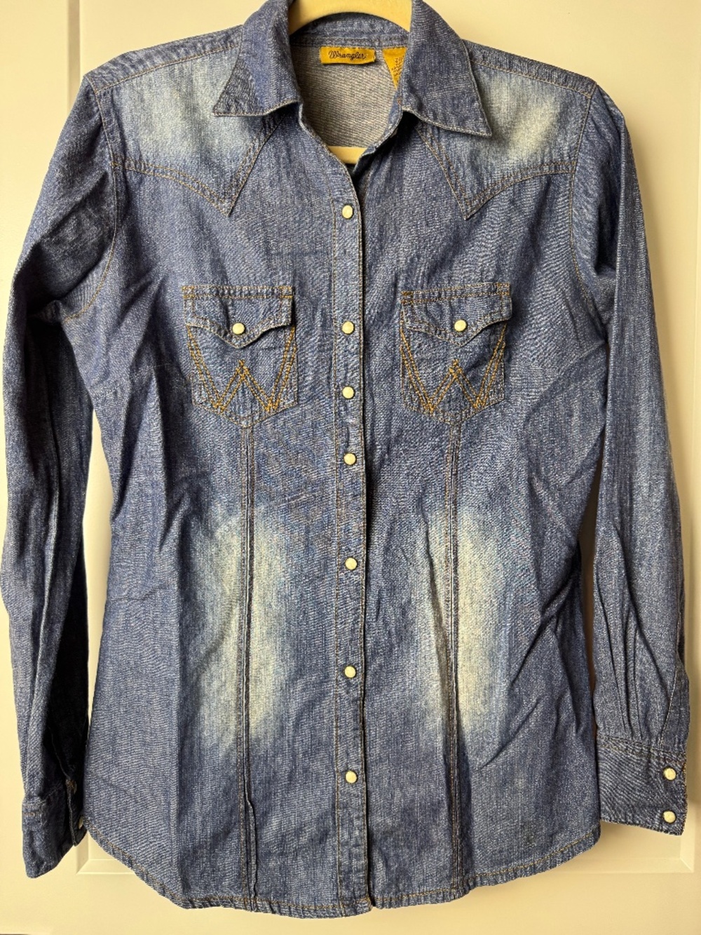 Wrangler distressed lightweight chambray top